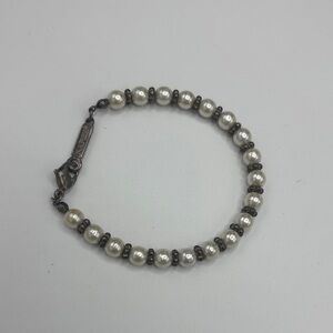 Vintage Napier Pearl-Style Bracelet with Dark Metal Spacers